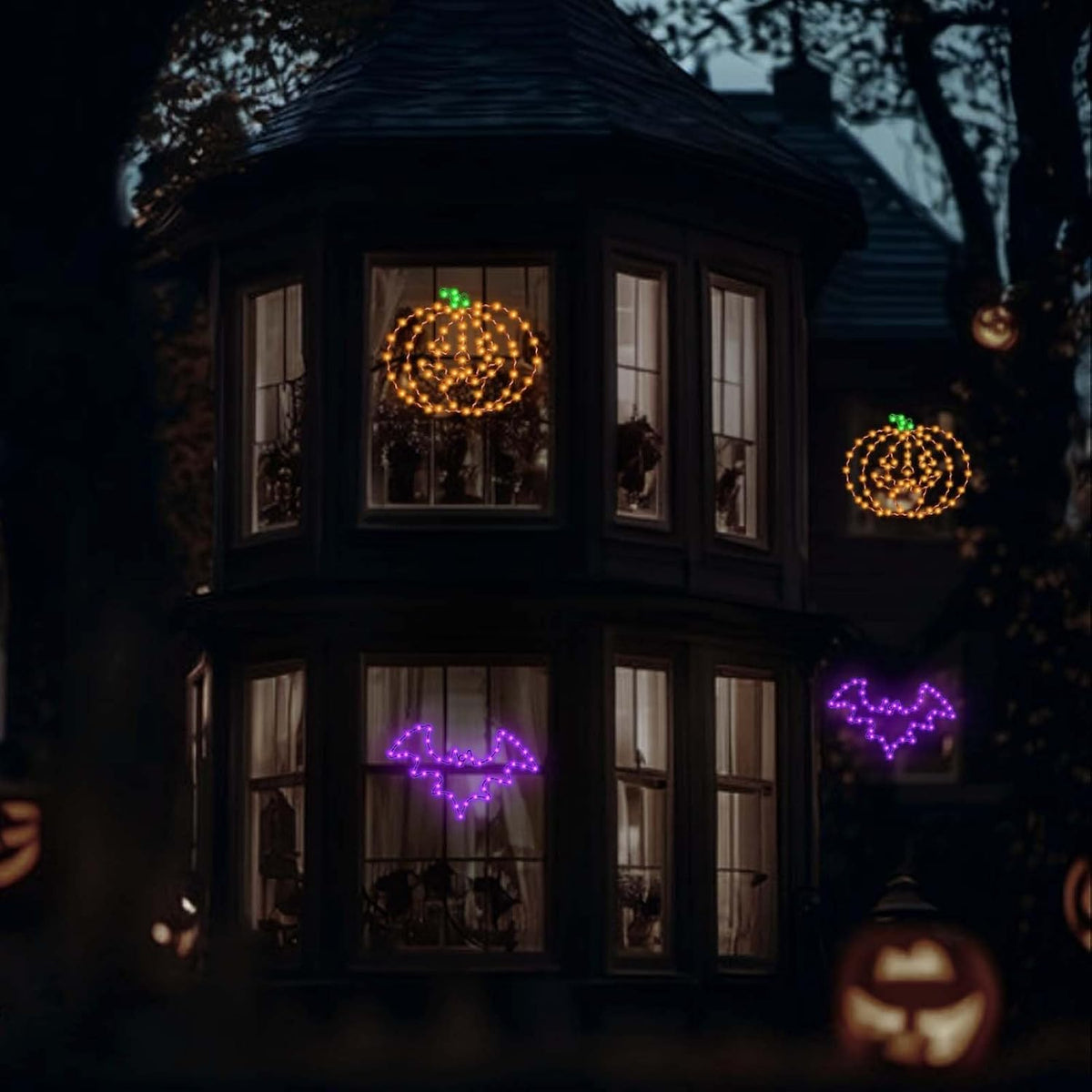 Halloween Window Lights, 2 Pack LED Waterproof Timer Indoor Decor