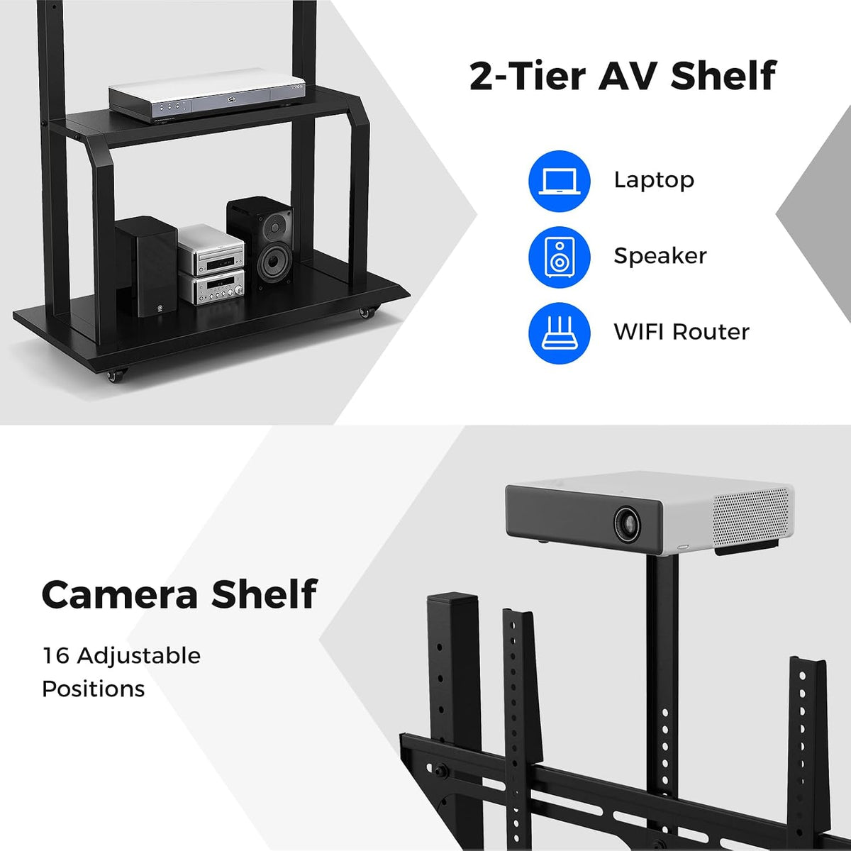 Goplus Mobile TV Stand, Rolling TV Cart with Camera Shelf & AV Shelves, A...