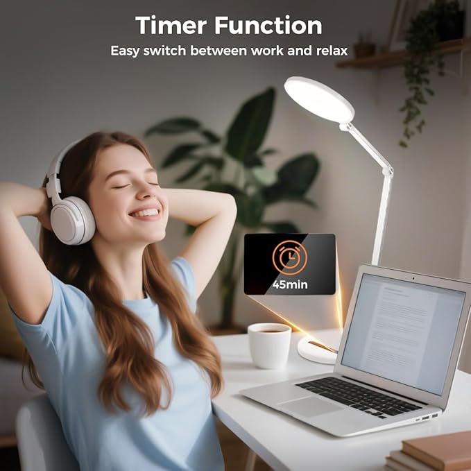 LED Desk Lamp for Home Office, Eye-Caring Desk Light for Video Call, Dimmable 3 - Image 8