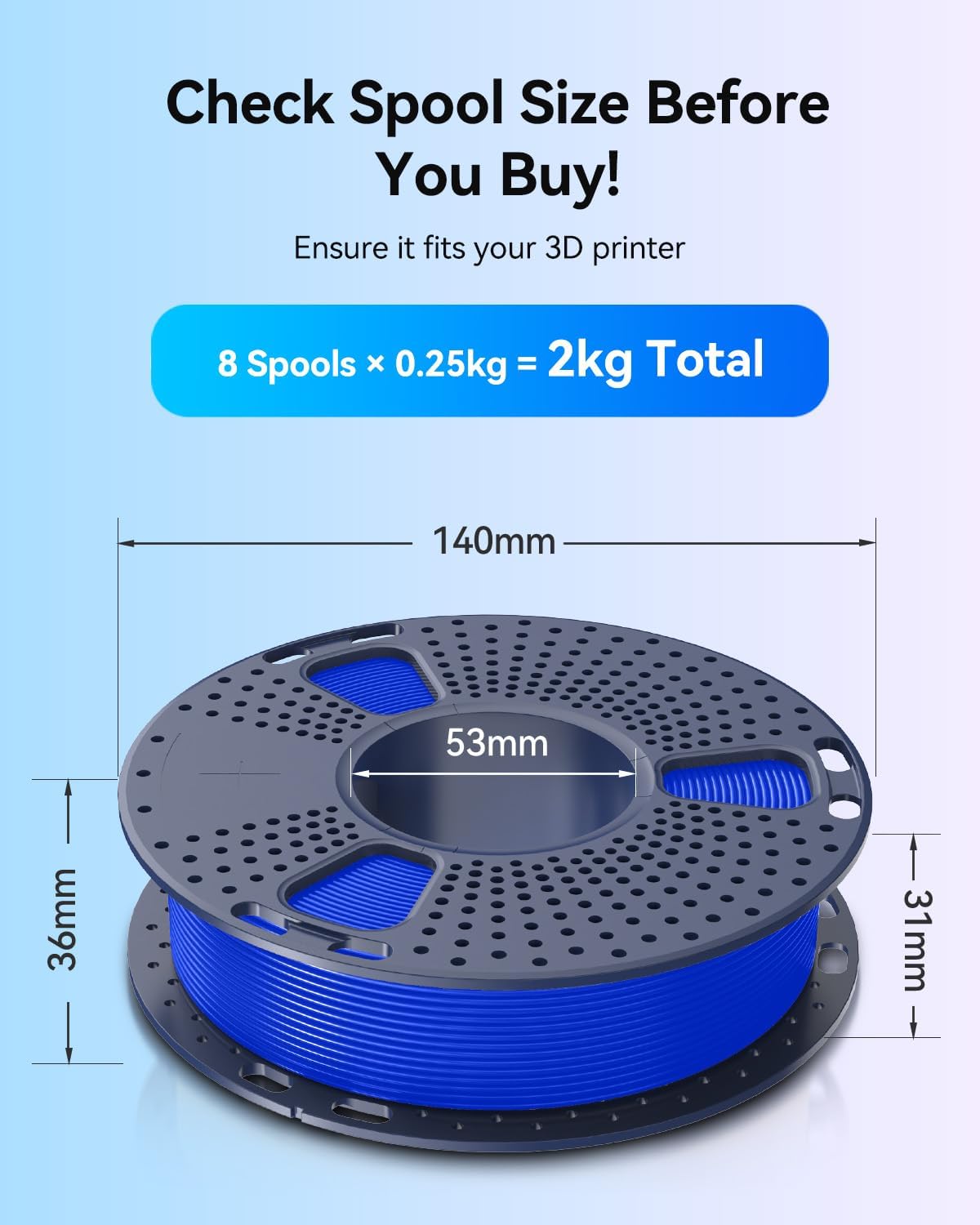 JAYO PETG 3D Printer Filament Bundle 1.75mm, 250g, 8-Pack