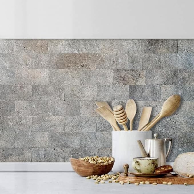 AULIGET 100 Piece Mountain Rock Peel and Stick Backsplash Wall Tiles, Laundry - Image 8