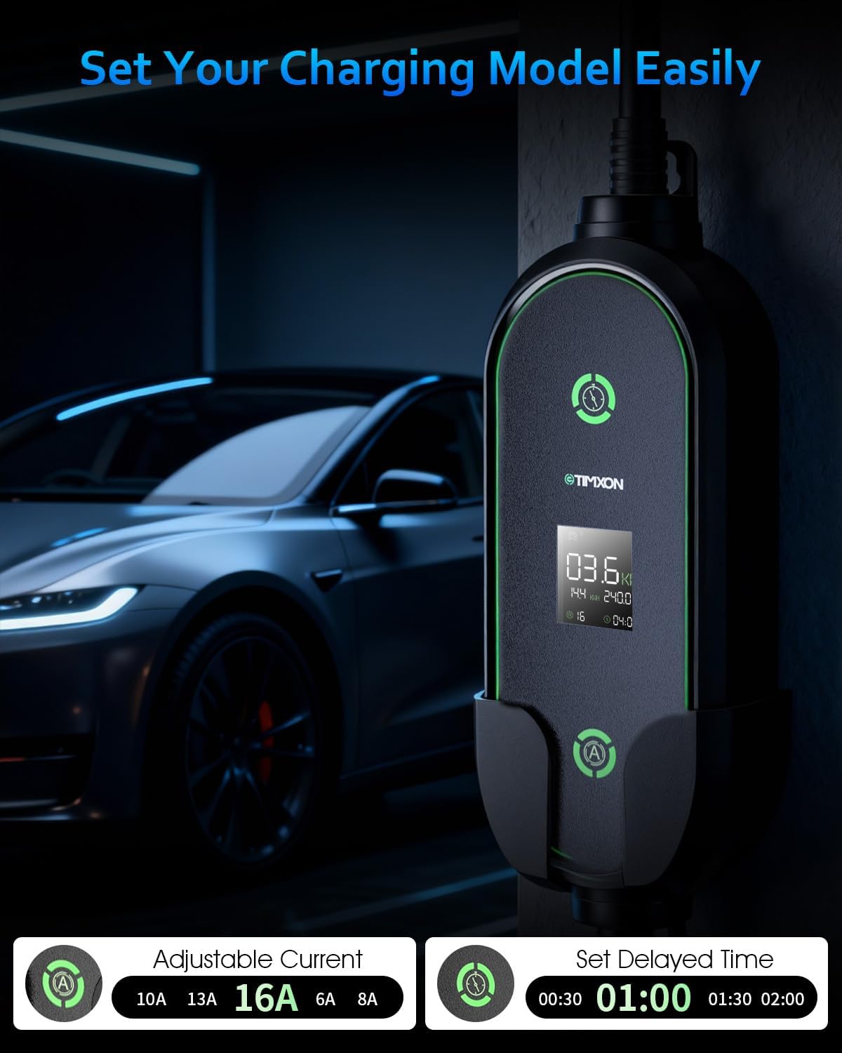 Level 1&2 EV Charger-ETL Certified,16A 110V-240V with 25FT Charging Cable