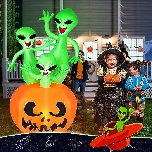 CAMULAND 6FT Halloween Inflatable Pumpkin Alien Decorations Outdoor