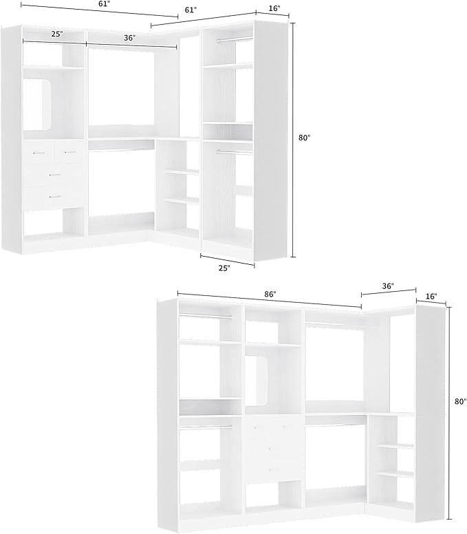 Unikito 86” Closet System, Large Corner Closets Organizer - Image 7