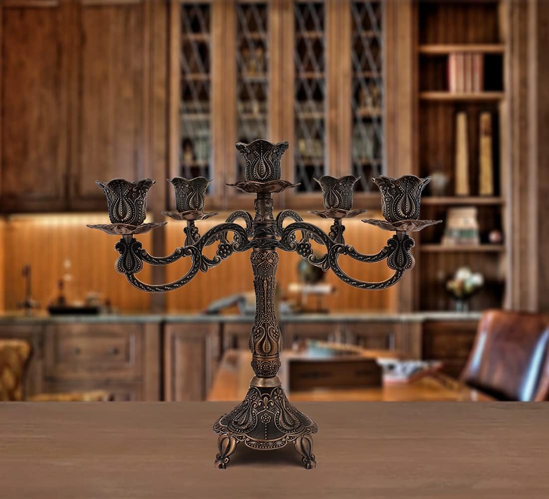 5-Candle Metal Candelabra 10.3 Inch Tall Candlestick Candle Holders for Home ...