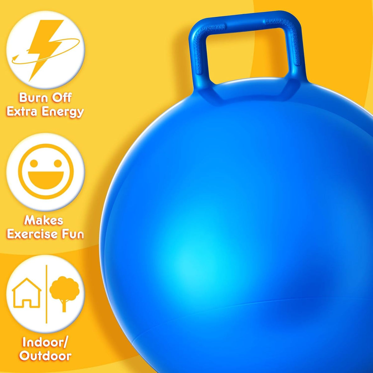 Lewtemi 2 Pcs 31 Inch Big Bouncing Ball with Handle Jumping Hopper Bouncy Bal...