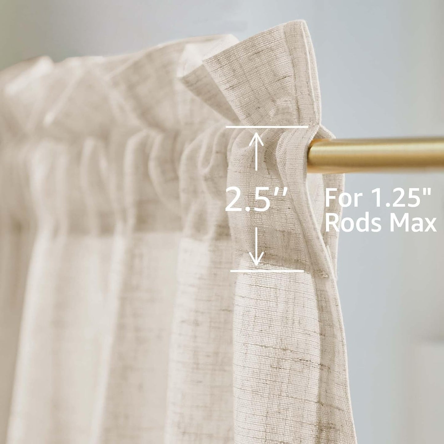 JINCHAN Swag Valance for Windows 36 Inch Length Farmhouse 2 Panels Beige | Linen kitchen valance, rod pocket, light filtering, country, small window treatment for bedroom living room