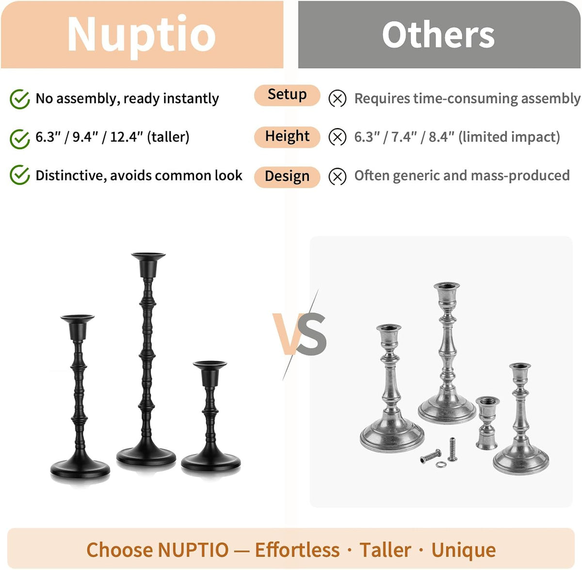 NUPTIO Halloween Candle Holder for Candlestick: Gothic Taper Candleholders