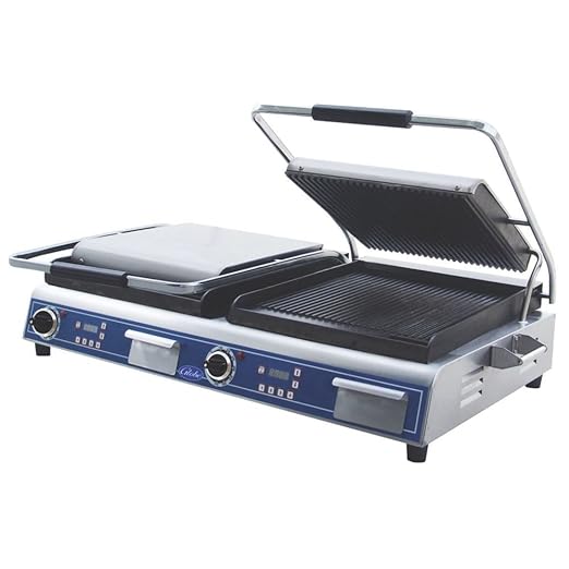 Globe GPGDUE14D Deluxe Countertop Grooved Panini Double Grill by GlobeHealthProducts