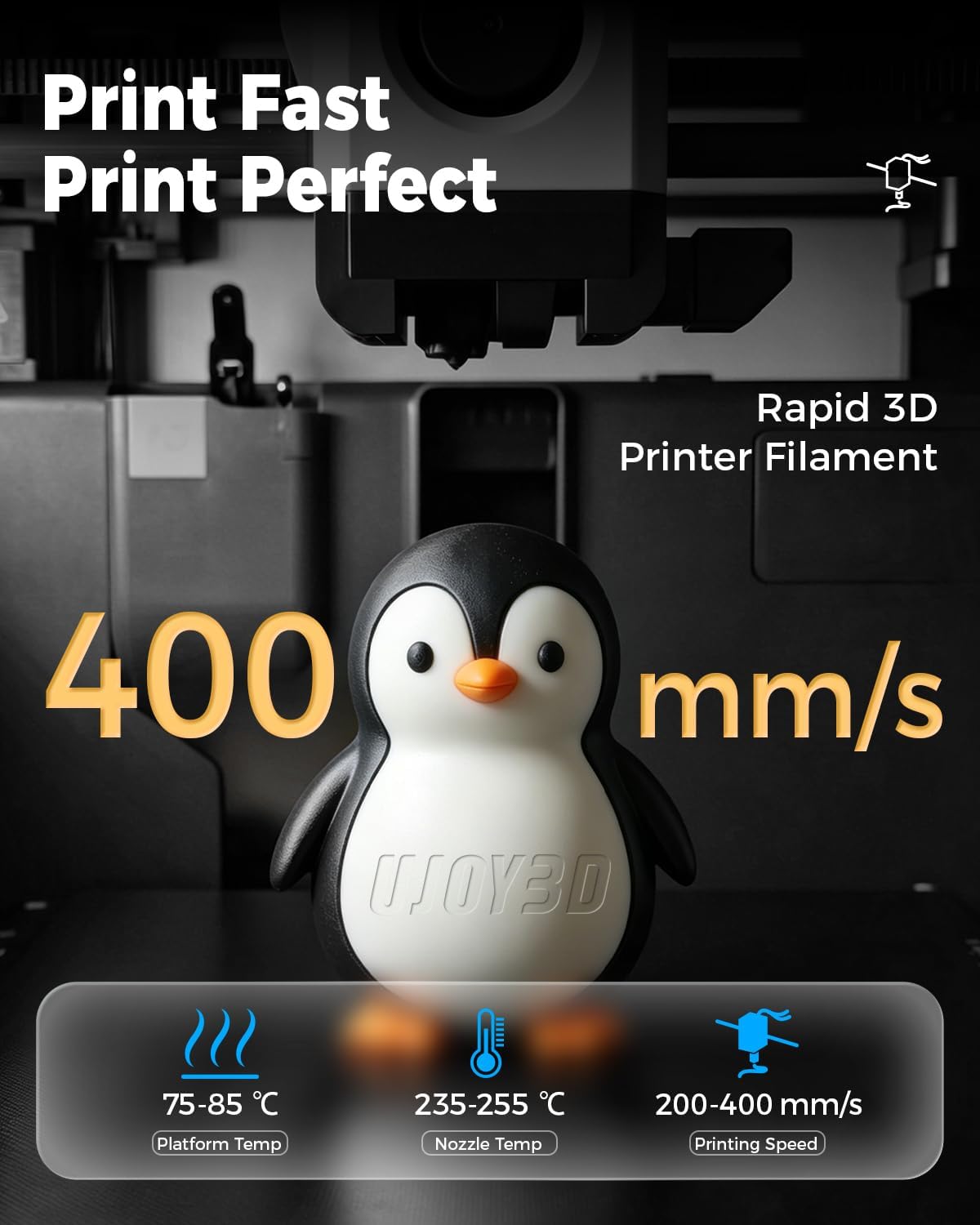 UJOY3D 8 Color PETG 3D Printer Filament Bundle, Multicolor Pack, 0.25kg*8