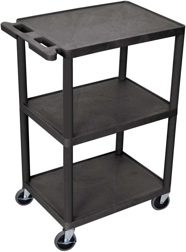 Luxor Multipurpose Three Shelves Structural Foam Plastic Storage Utility Cart...