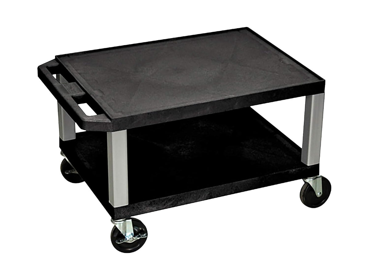 Luxor WT16-N 16"H AV Cart - Two Shelves - Nickel Legs, Multipurpose Stor...