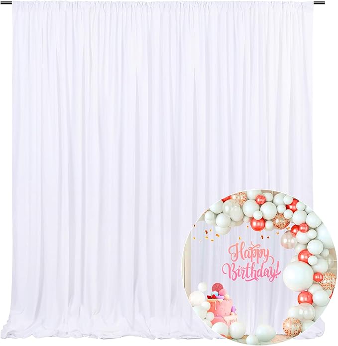 10 x 7 Feet White Backdrop Curtain for Partie, Background Curtains for Photos...