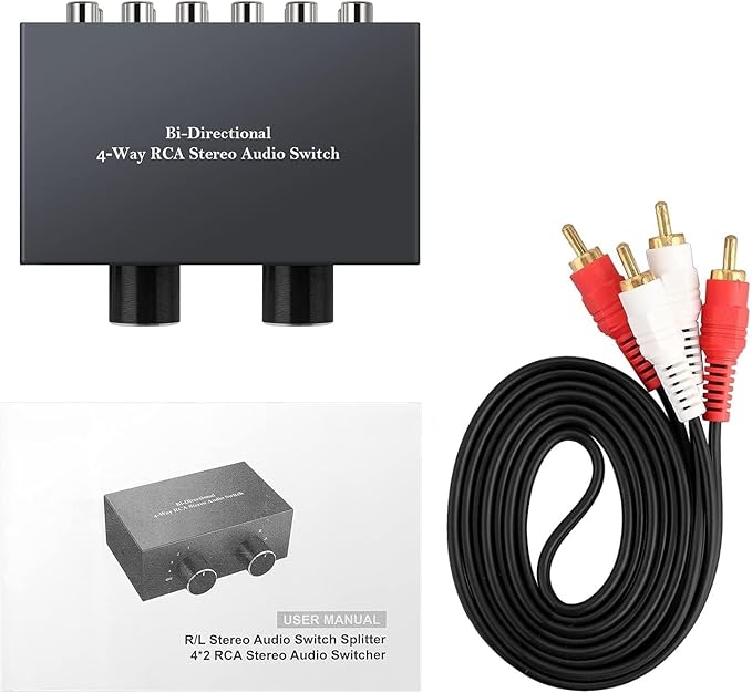 RCA L/R Audio Switcher, 4-in-2-Out Analogue Audio Switch, Noiseless Stereo - Image 9