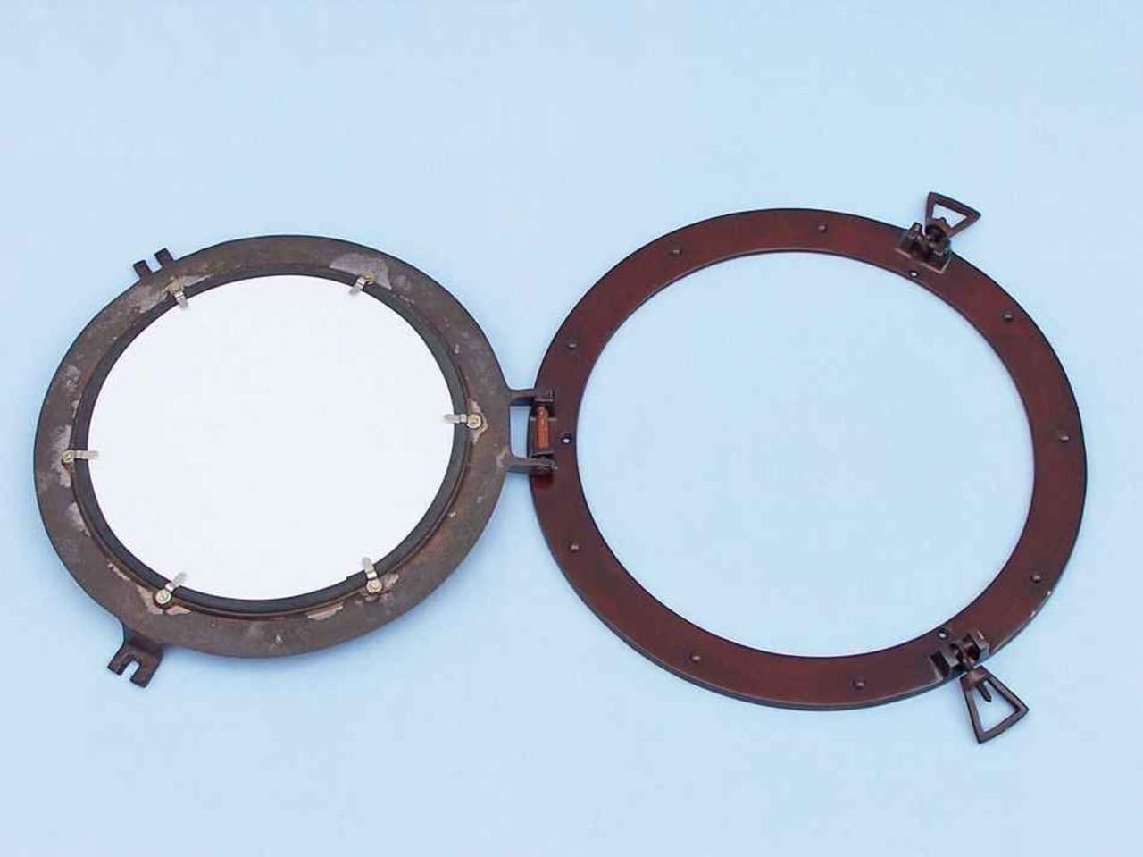 Hampton Nautical Deluxe Class Antique Copper Porthole Mirror, 17"