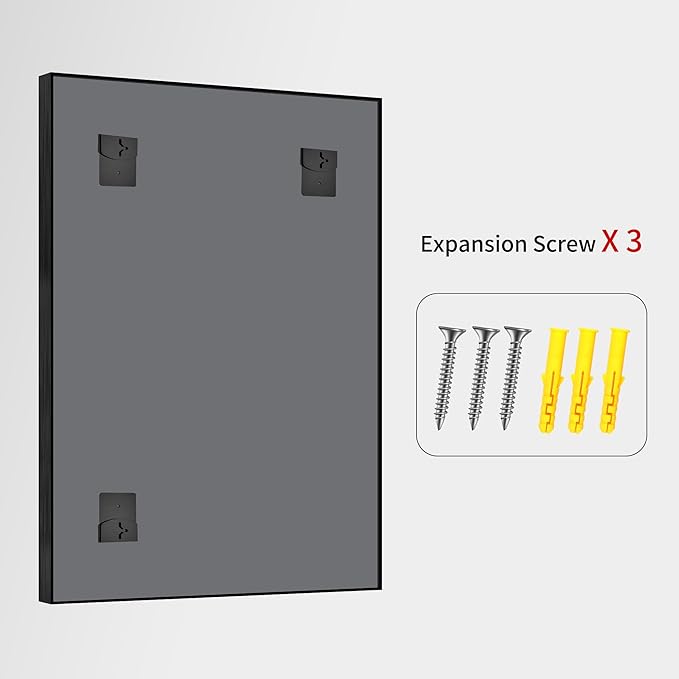 CIRCUMI Black Bathroom Mirror, Brushed Finish, Tempered Glass, Large Mirror - Image 9