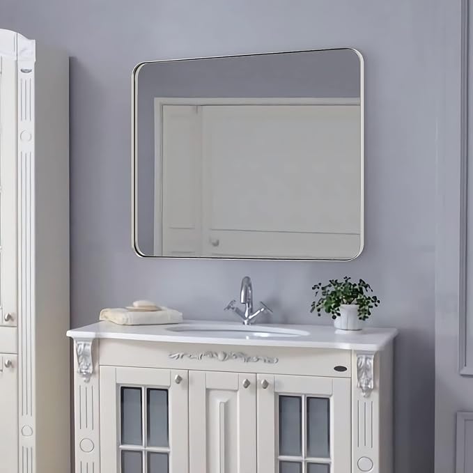 ANDY STAR Chrome Mirror for Bathroom, 30x36 Metal Frame Wall Mirror - Image 9