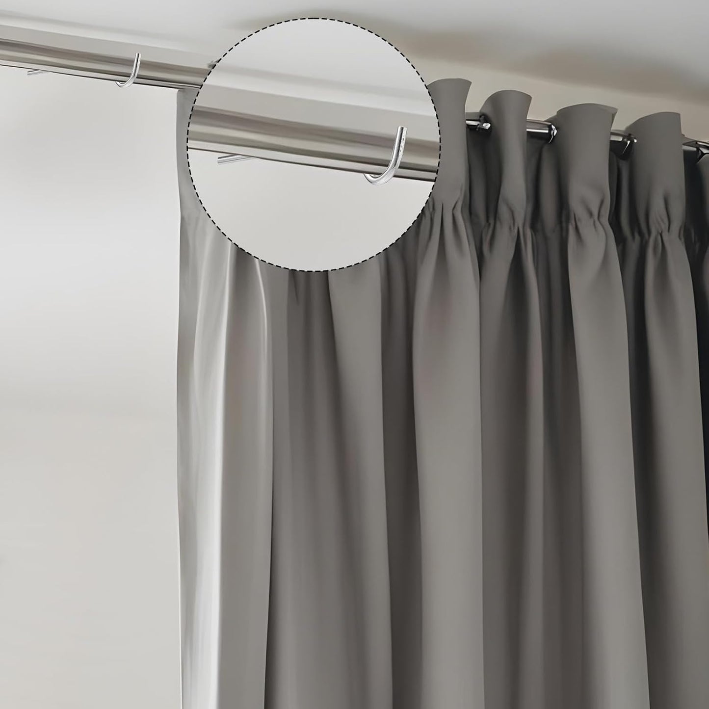 4 Pcs Curtain Rod Support, Single Curtain Rod Bracket Metal Center Hook Hanger without Screws