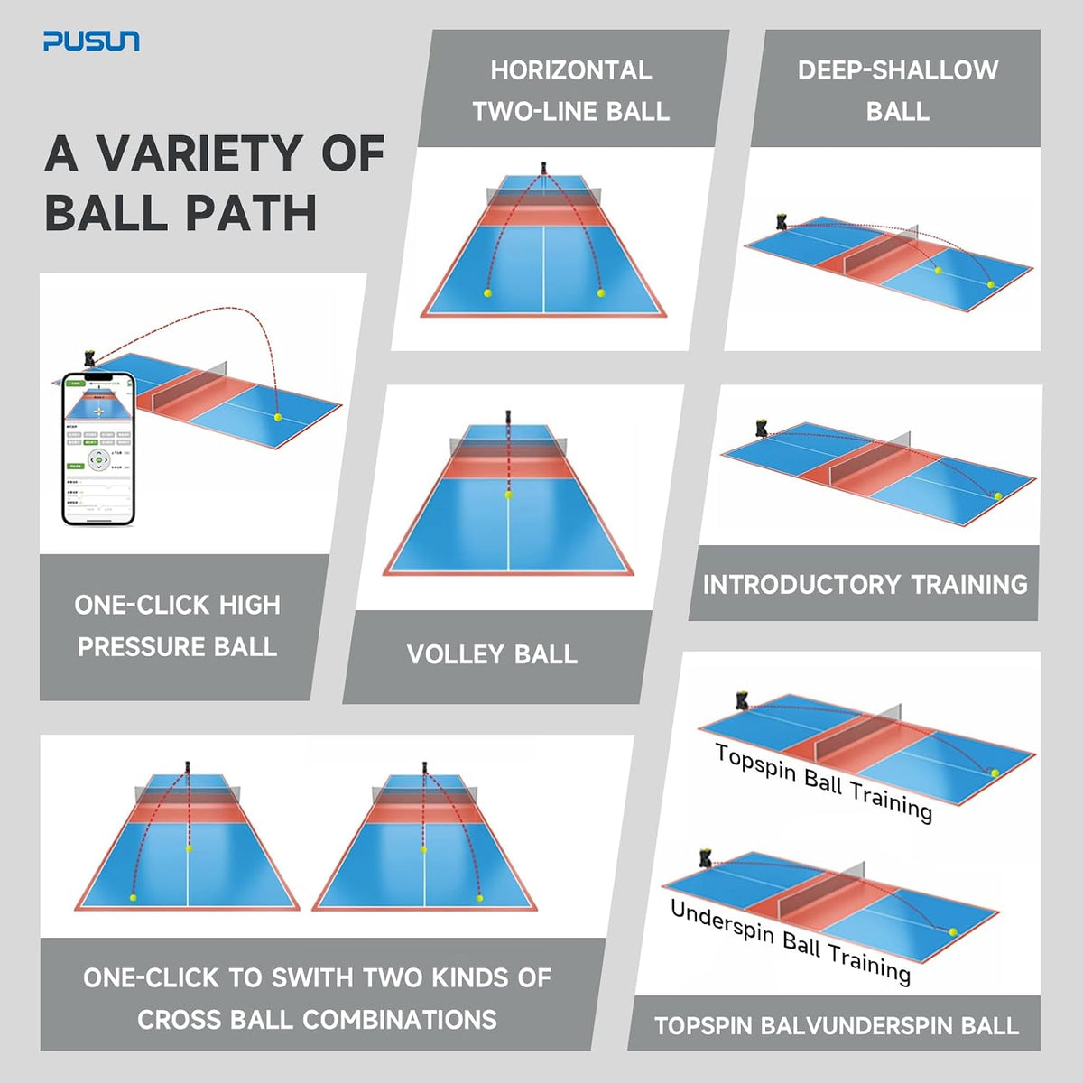 Pickleball Machine-PUSUN Launcher for Professional Training | App& Remote...
