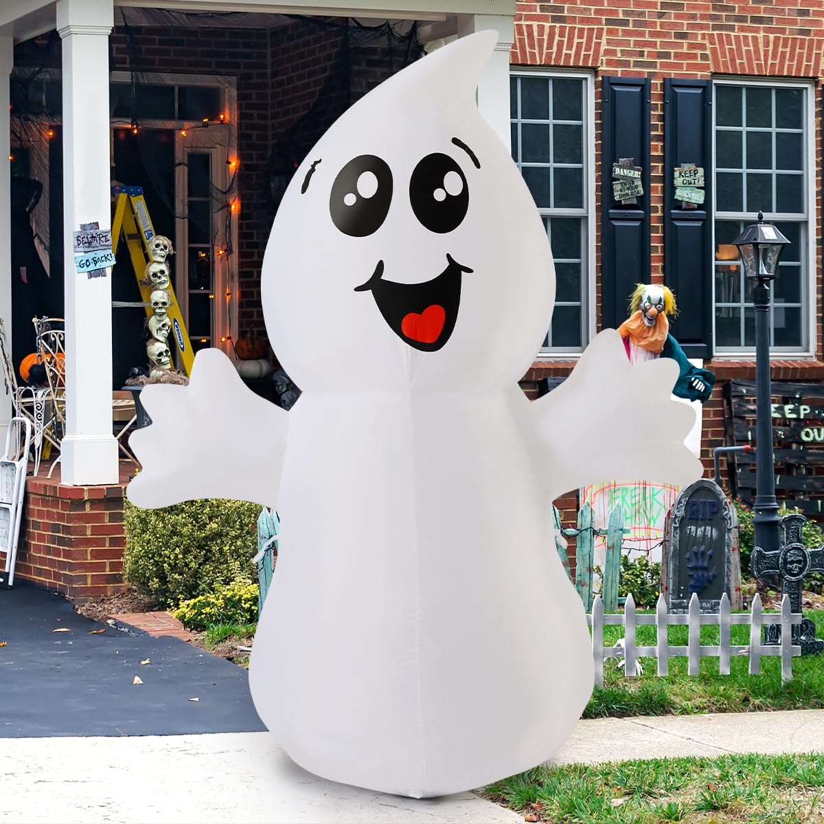 GOOSH 5 FT Halloween Inflatable Ghost Outdoor Decoration with Magic Light, Bl...