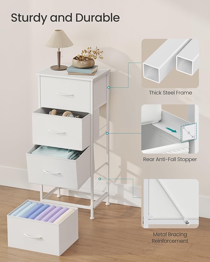 SONGMICS Dresser for Bedroom, Chest of Drawers, 4 Non-Woven Fabric Drawers - Image 6