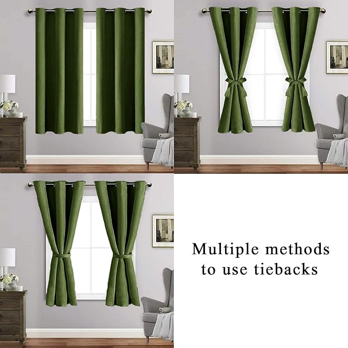 JIUZHEN Olive Green Blackout Curtains - Image 5