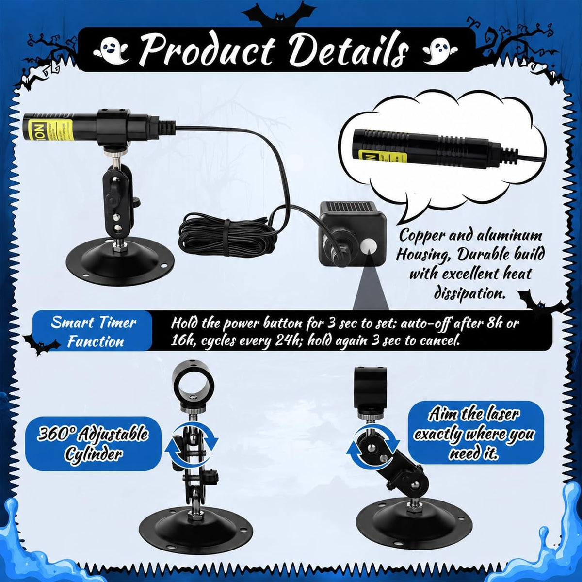 Blue Laser Line Projector for Halloween Swamp Party Decoration