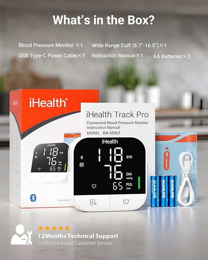 iHealth Track Pro Upper Arm Blood Pressure Monitor, Full-View LED Screen - Image 7
