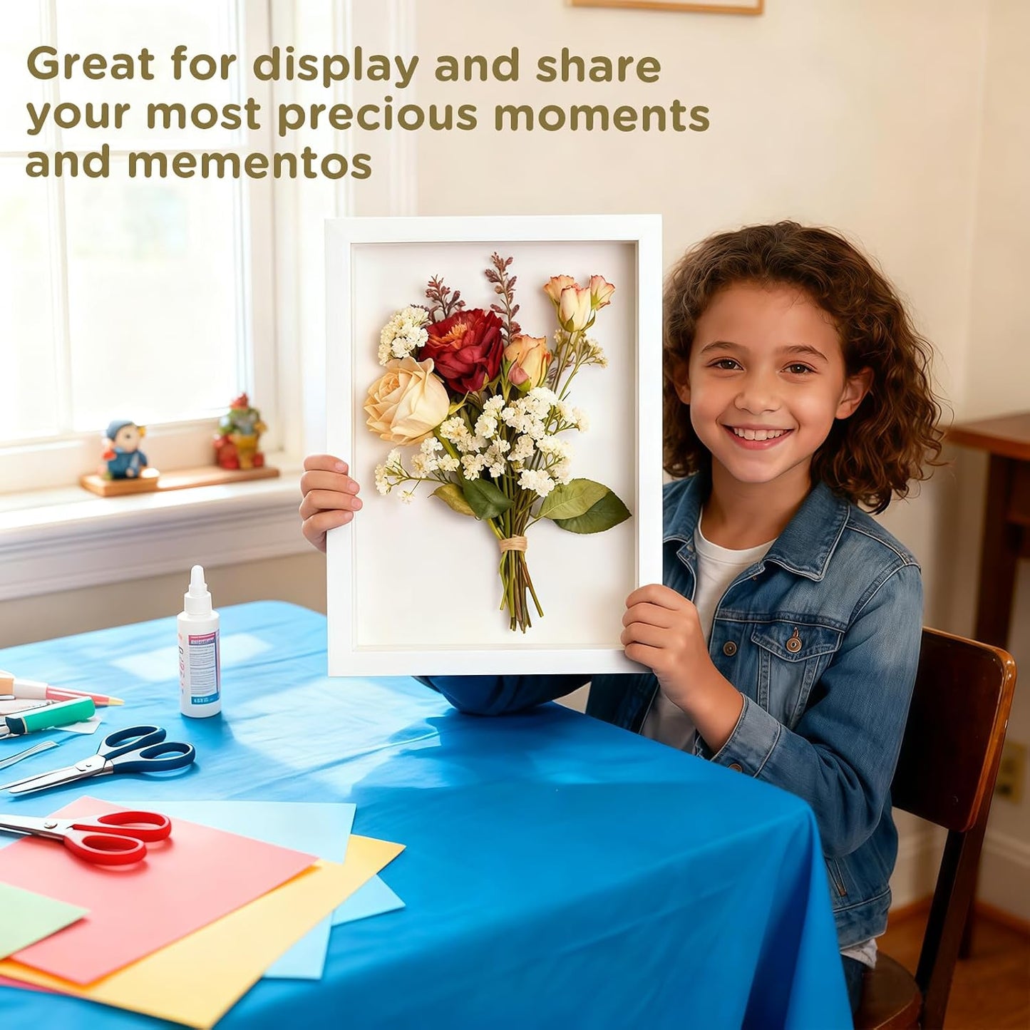 2 Pack Shadow Box Frame 11"x 14" - Wood Deep Shadowbox with Glass Shadow Boxes Display Cases Suitable for Photos, Dried Flowers, Handicrafts Picture Frames for Wall Hanging Tabletop (White)