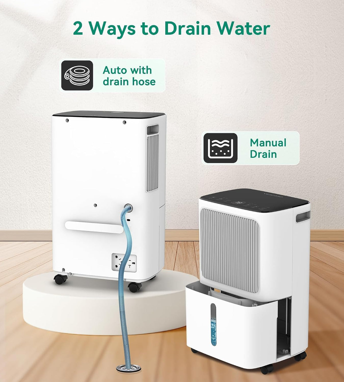 VEAGASO 34-36 Pint/D, 2500 Sq.Ft Dehumidifier for Basement with Drain Hose