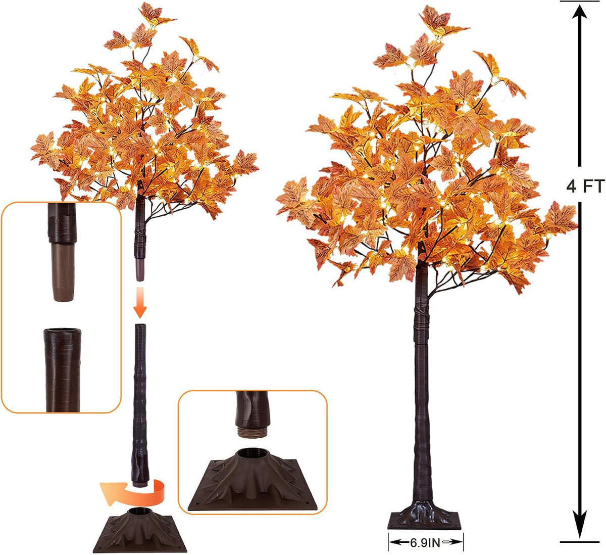 LIGHTSHARE 2PCS 4FT 144LED(72LED Each) Artificial Lighted Maple Tree Warm Whi...