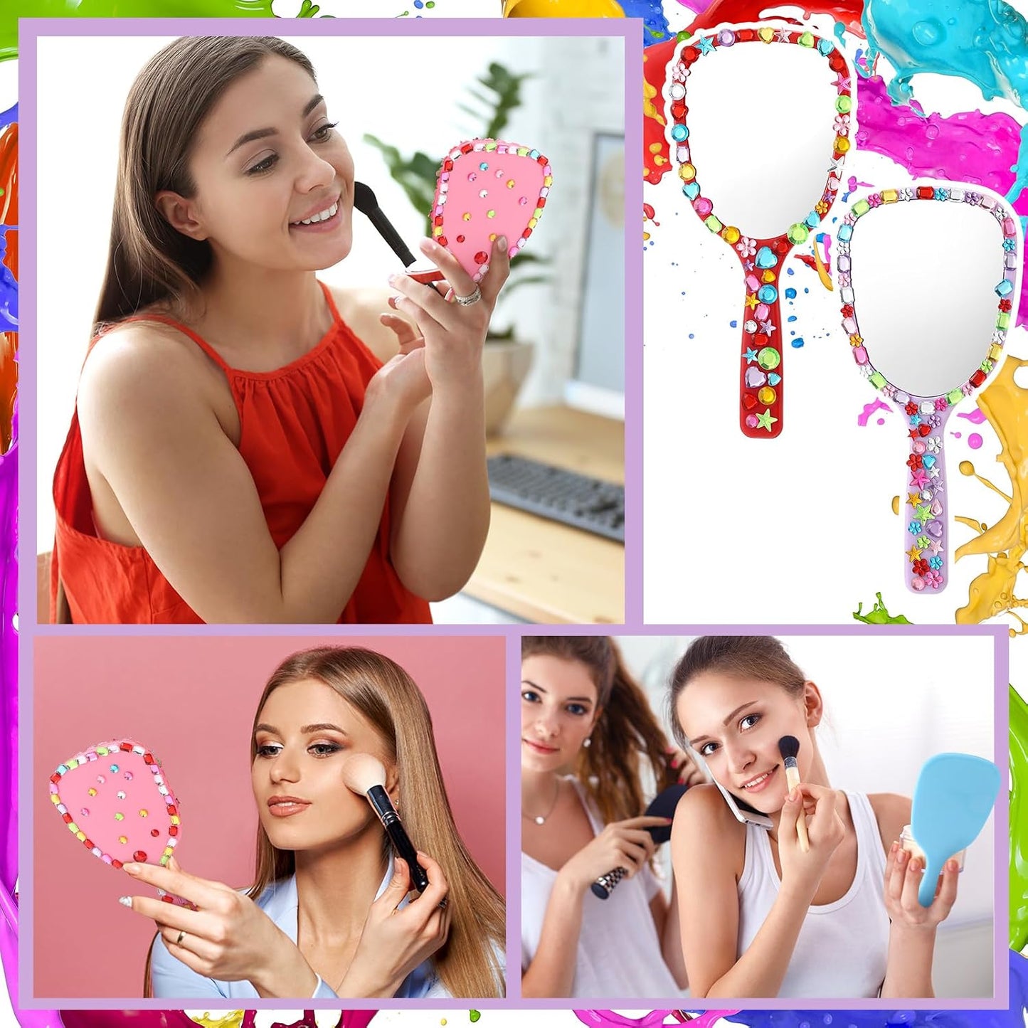 24 Pcs Handheld Mirror DIY Decorate Your Own Mermaid Princess Mirror for Princess Birthday Party Favors Crafts Mermaid Game Decorations Supplies