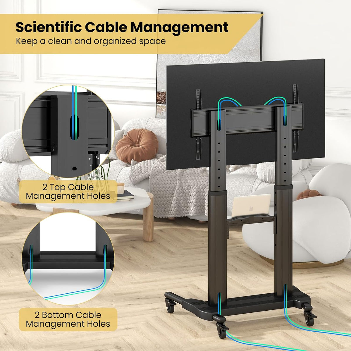 Goplus Rolling TV Stand for 32"-85" Flat Curved LED/LCD/OLED TVs up...