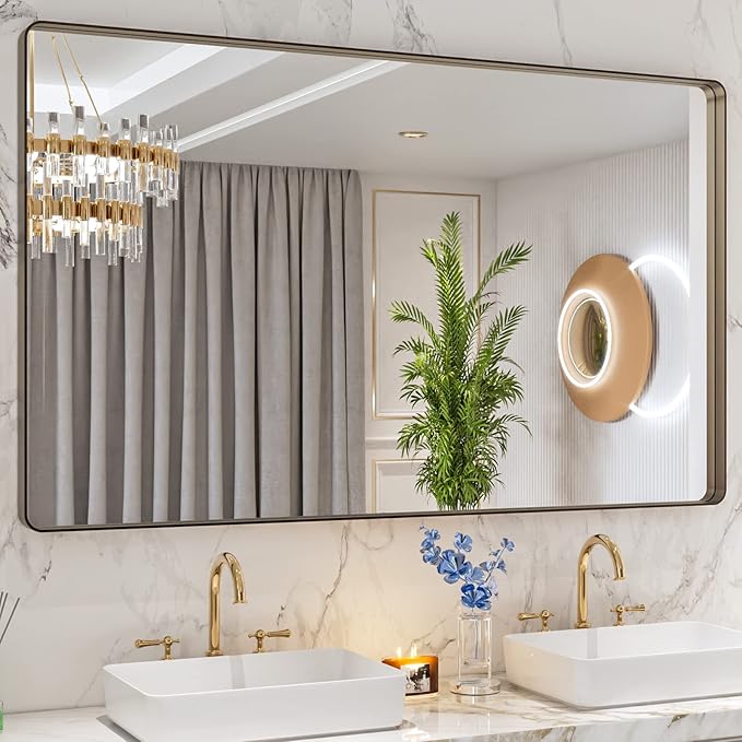 LOAAO 60”X36” Bronze Bathroom Mirrors - Image 8