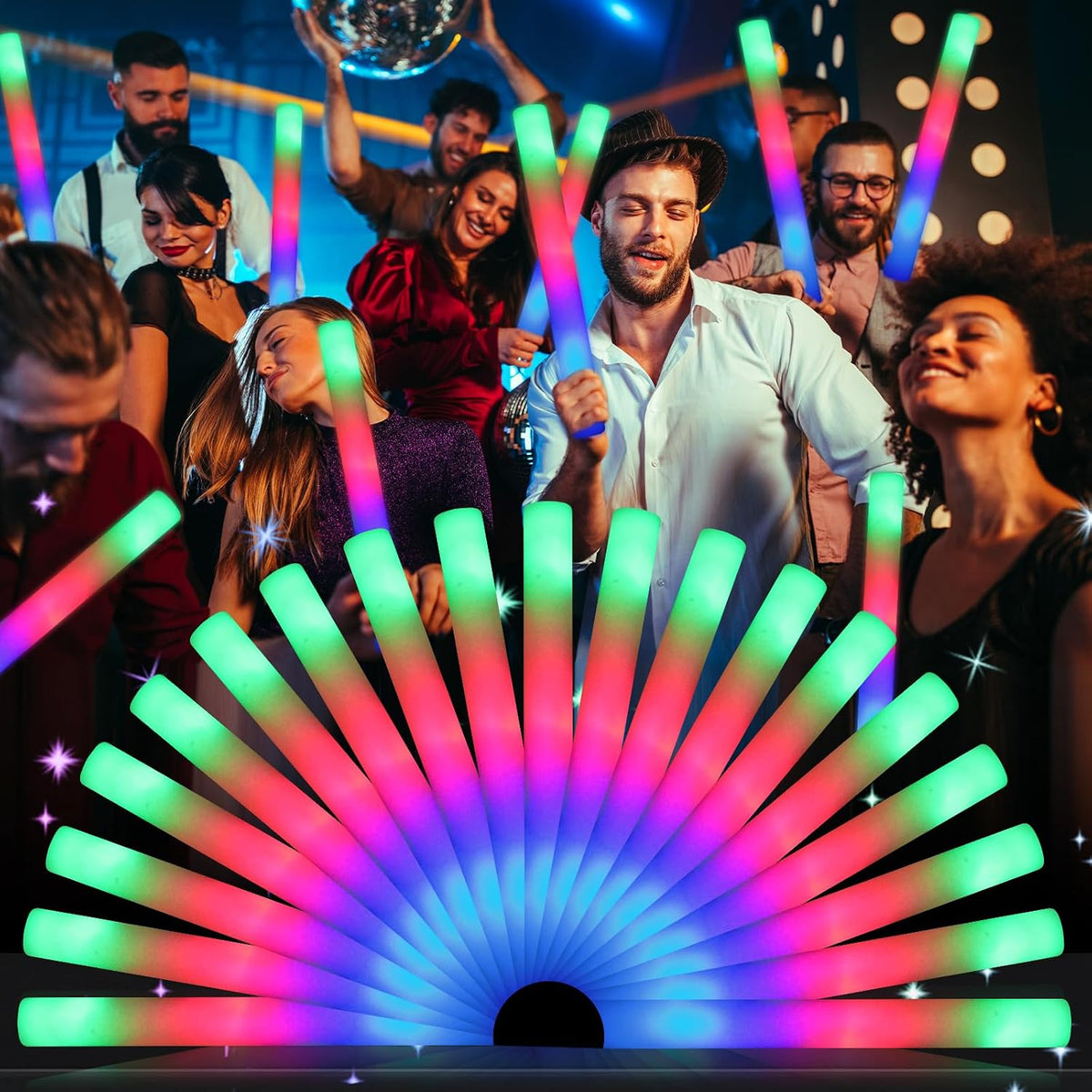 wellent 64 Pack Foam Glow Sticks, Bulk LED Foam Sticks, Foam Light Up Sticks ...