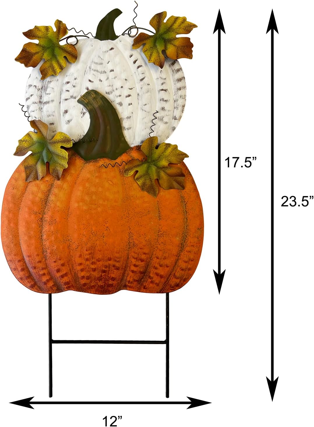 Metal Pumpkin Yard Stakes Fall Harvest Garden Lawn Yard Porch Outdoors Welcom...