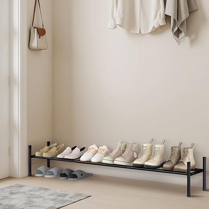 STORAGE MANIAC Long Expandable Shoe Rack, 6 Pairs Metal Wide Stackable Shoe Rack - Image 7