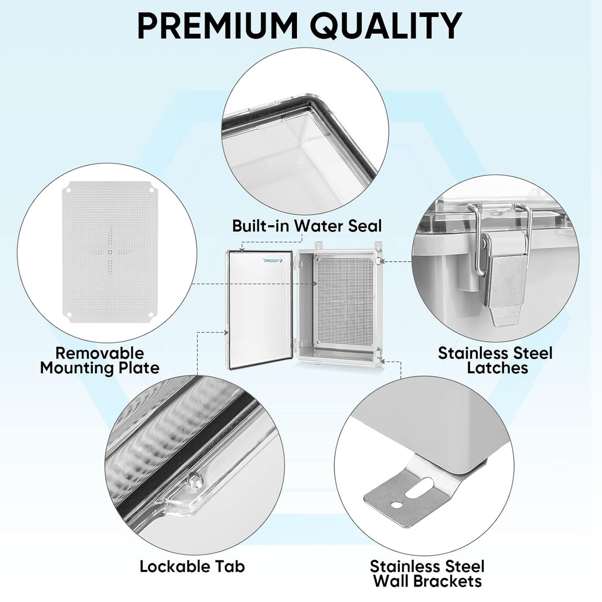 TICONN Outdoor Electrical Box Waterproof, ABS IP67 Junction Box Enclosure