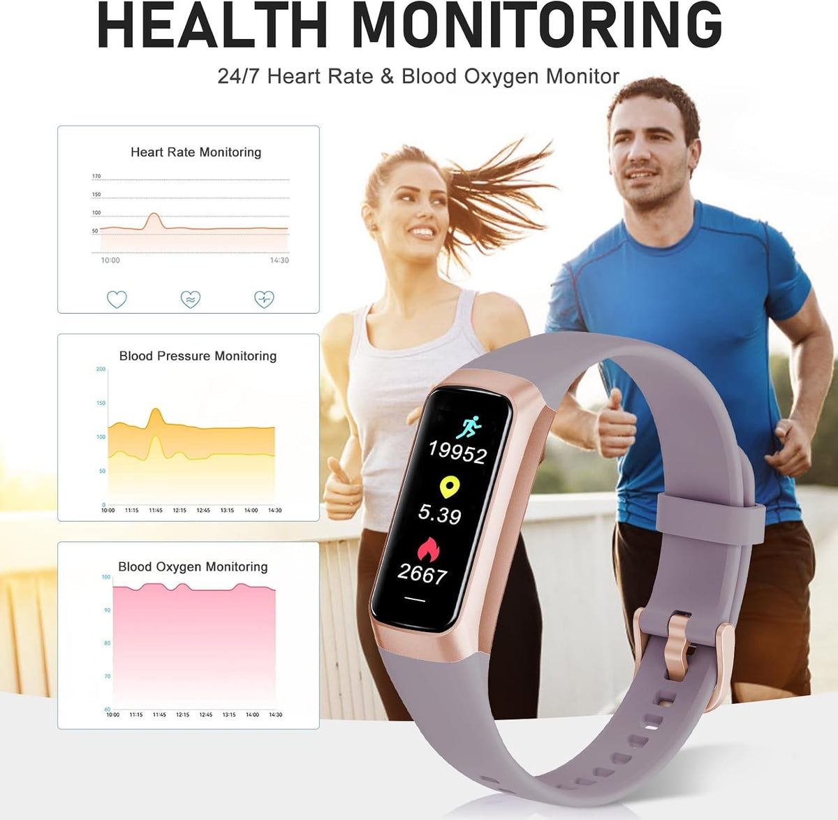 Fitness Tracker with 24/7 Heart Rate, Activity Trackers with Blood Pressure S...