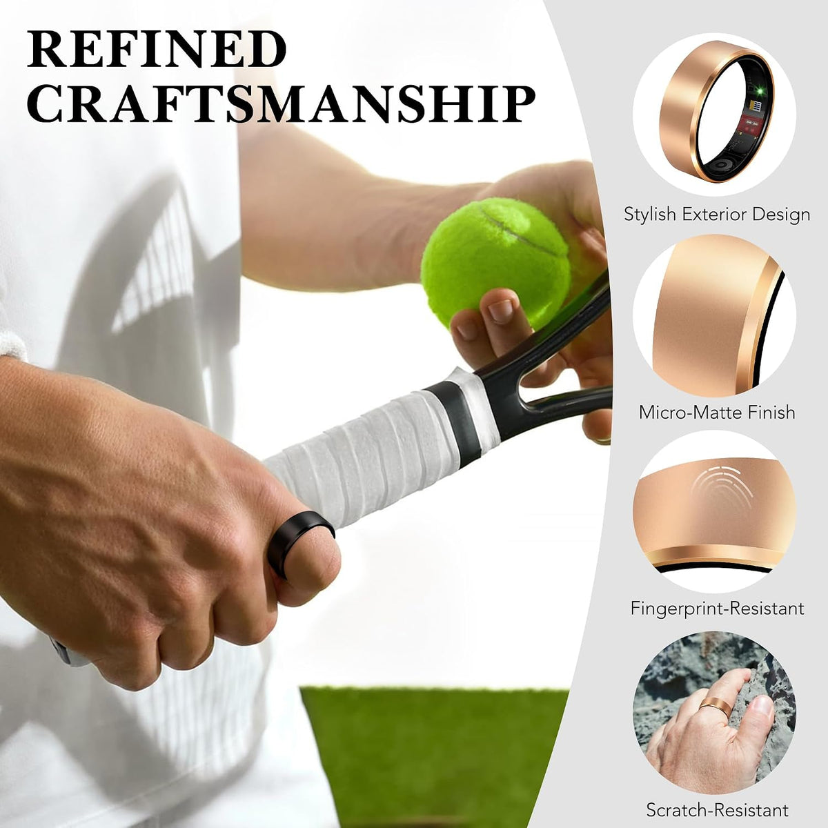Smart Health Ring Fitness Tracker for Men Women, New Black 7