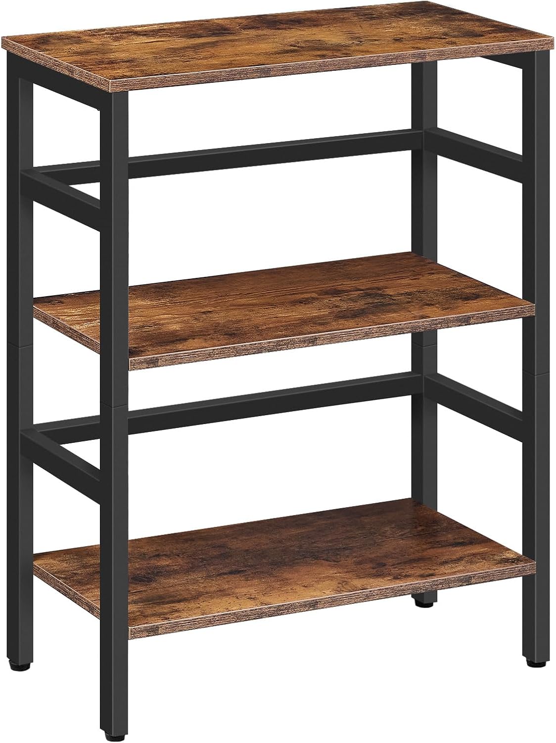 HOOBRO 3 Tier Bookshelf, 23.6" L Industrial Bookcase, Record Storage Rac...