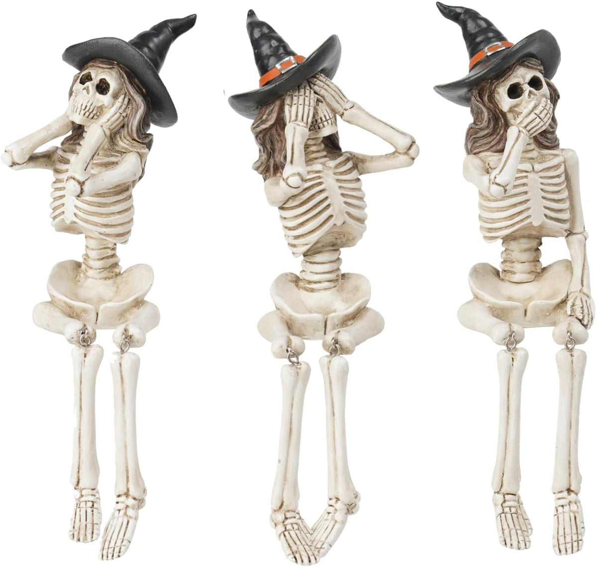 Newman House Studio Halloween-Dรฉcorations No-Evil-Skeleton-Figurines