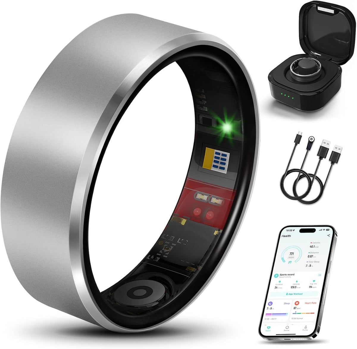 smart health ring fitness tracker for men women, main product view