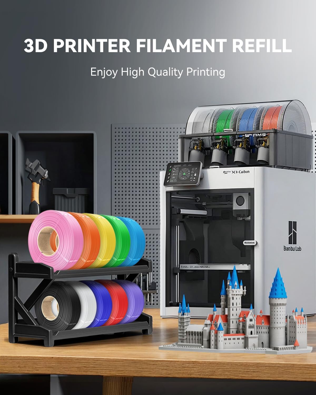 SUNLU PLA Refill Filament 1.75mm 4KG, Olive Green/Bone White/Coffee Brown/Oak