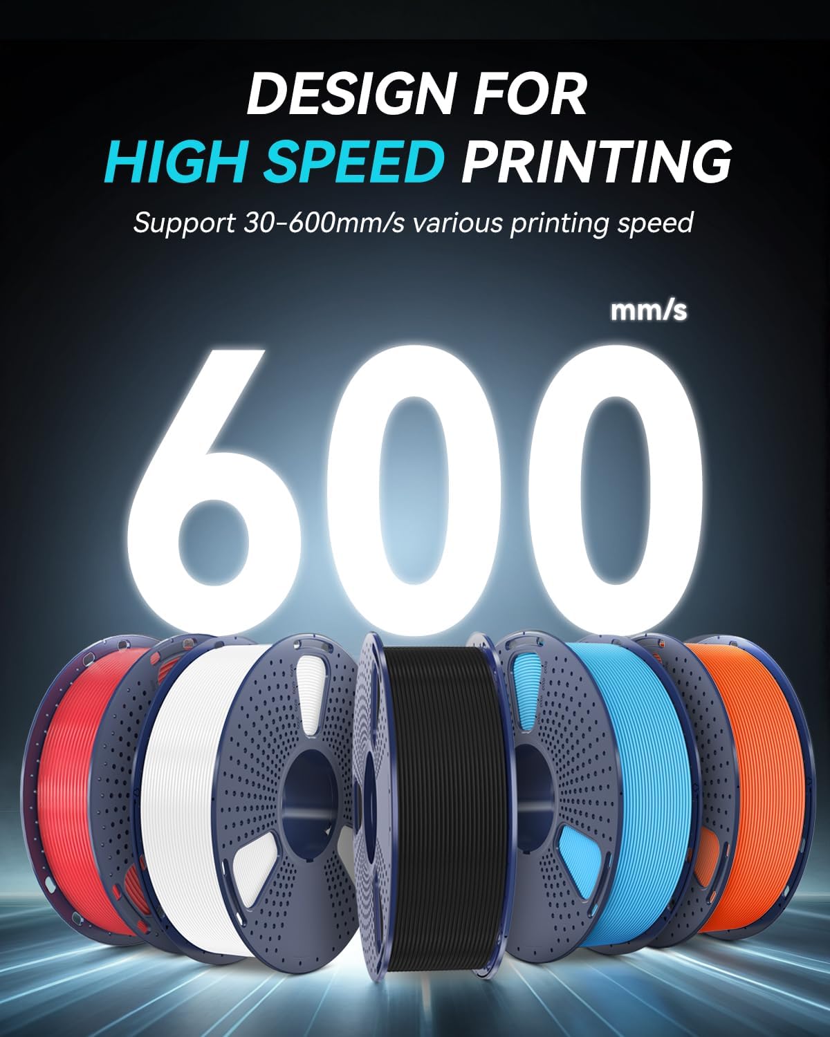 SUNLU High Speed PETG Filament 1.75mm 4KG, Black+White+Blue+Red