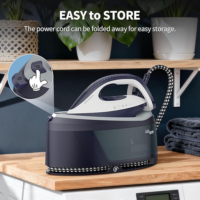 IRONDAY Steam Iron for Clothes, 1500W Professional Steam Station, 67.62oz Water - Image 7