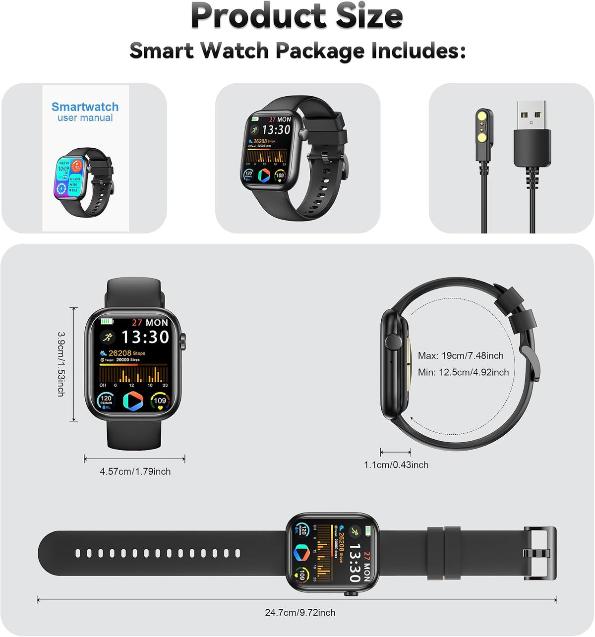 Smart Watch for Men Women(Answer/Make Call), 1.83" Fitness Watch with He...