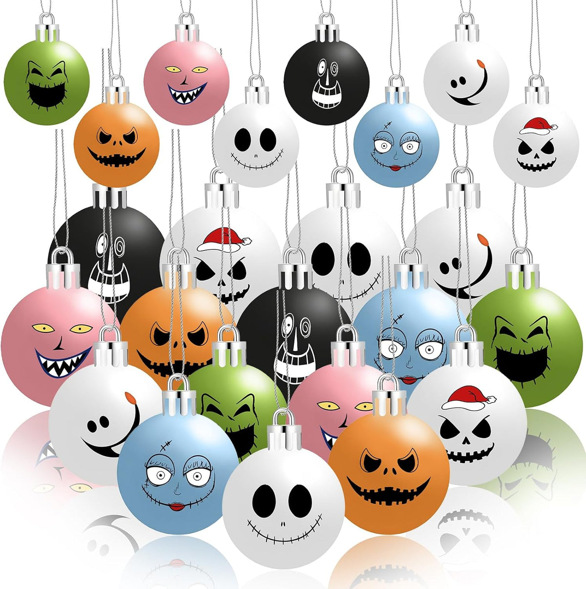 24PCS Nightmare Halloween Christmas Ornaments Balls for Tree 2.36in