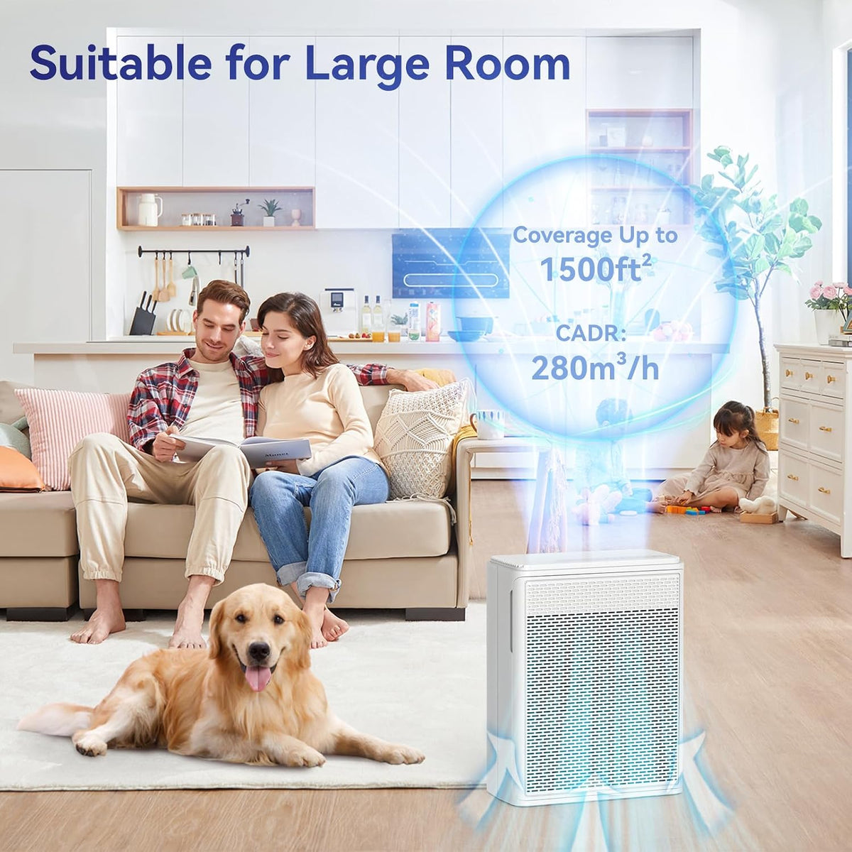 YARIKI Air Purifiers for Home Pets Covers Up to 1500 Sq Ft,H13 Hepa Filter wi...