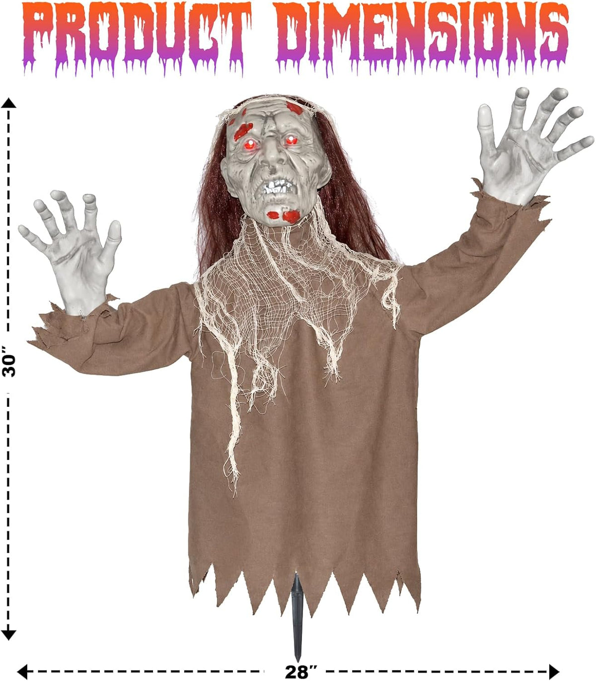 Halloween Creepy Animatronic Zombie Groundbreaker Outdoor Decor with Light up...